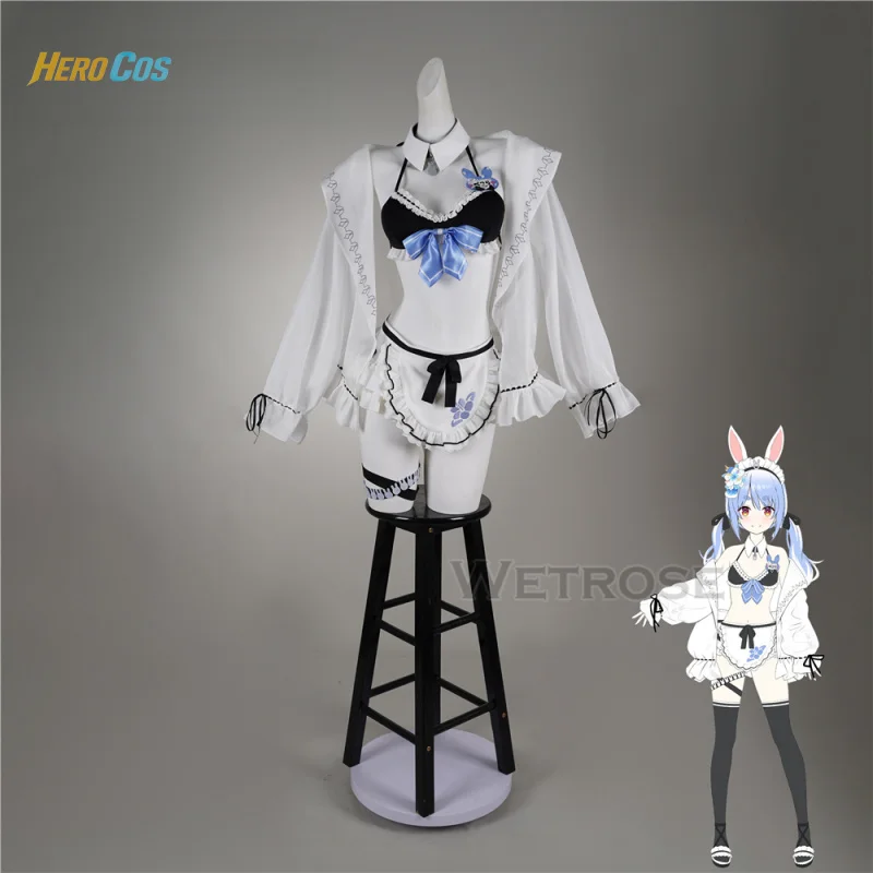 

Anime Hololive Usada Pekora Cosplay Costume Maid Swimsuit Full Set Uniform Role Play Halloween Carnival Party Outfit for Women