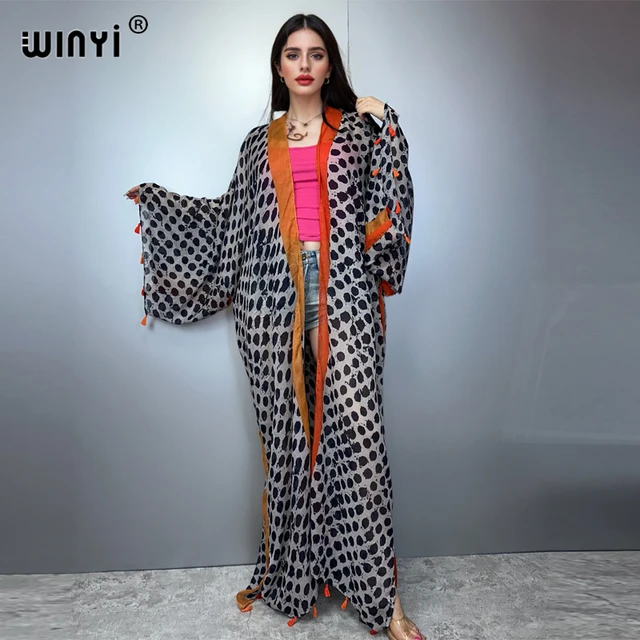 kimono maxi boho estampado para playa y verano