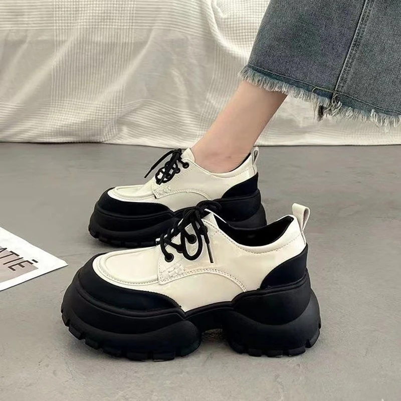 

Round Toe British Style Raised Thick Sole Small Leather Shoes For Women'S 2024 New Autumn Retro Versatile Single Shoes