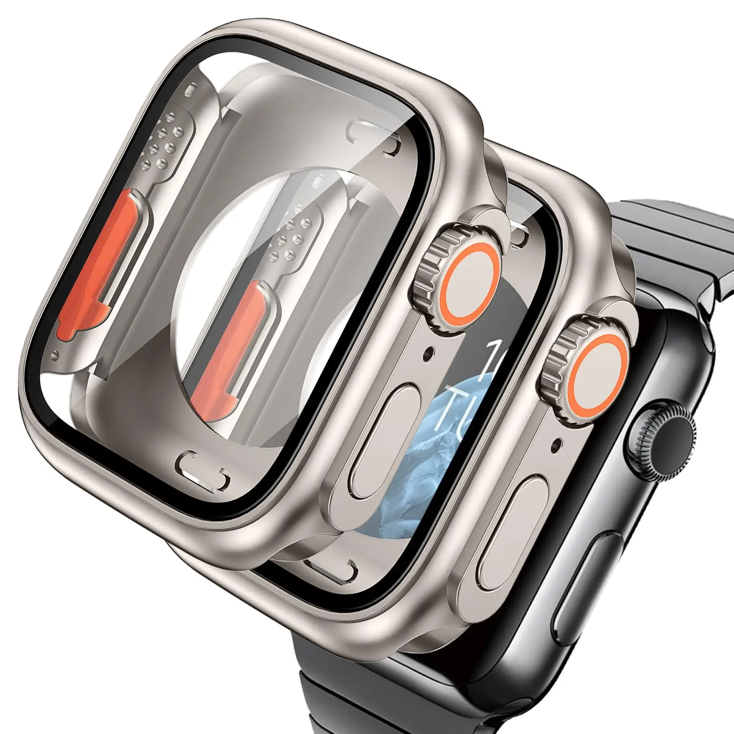 Чехол из закаленного стекла для Apple Watch, чехол 45 мм, 41 мм, 40 мм, 44 мм, спереди и сзади, полноэкранный защитный чехол iWatch Serie 9 8 7 6 5 4 SE