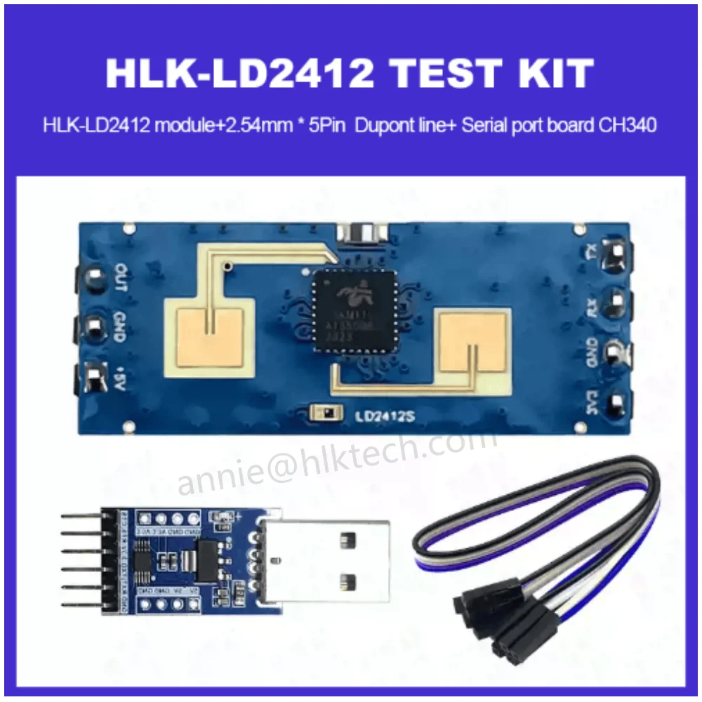 Hilink nuevo HLK-LD2412 24GHz Sensor de módulo de detección de presencia humana Radar de onda milimétrica detección gran angular 9m ± 75 °   Hogar Inteligente