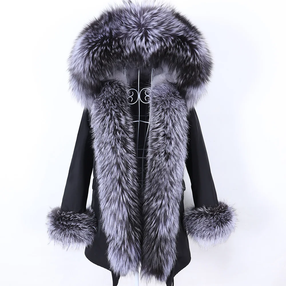 

FURT New Parka Long Winter Jacket Women Outwear Thick Parkas Raccoon Natural Real Fur Collar Coat Hooded Real Warm Fox Fur Liner