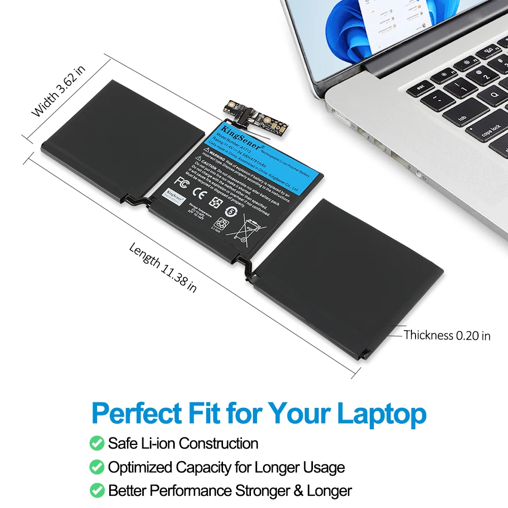 KingSener A1713 노트북 배터리 Apple MacBook Pro 13 "A1708 2016 2017 EMC 2978 3164 020-00946 MLL42LL 배터리 AKKU 4781mAh