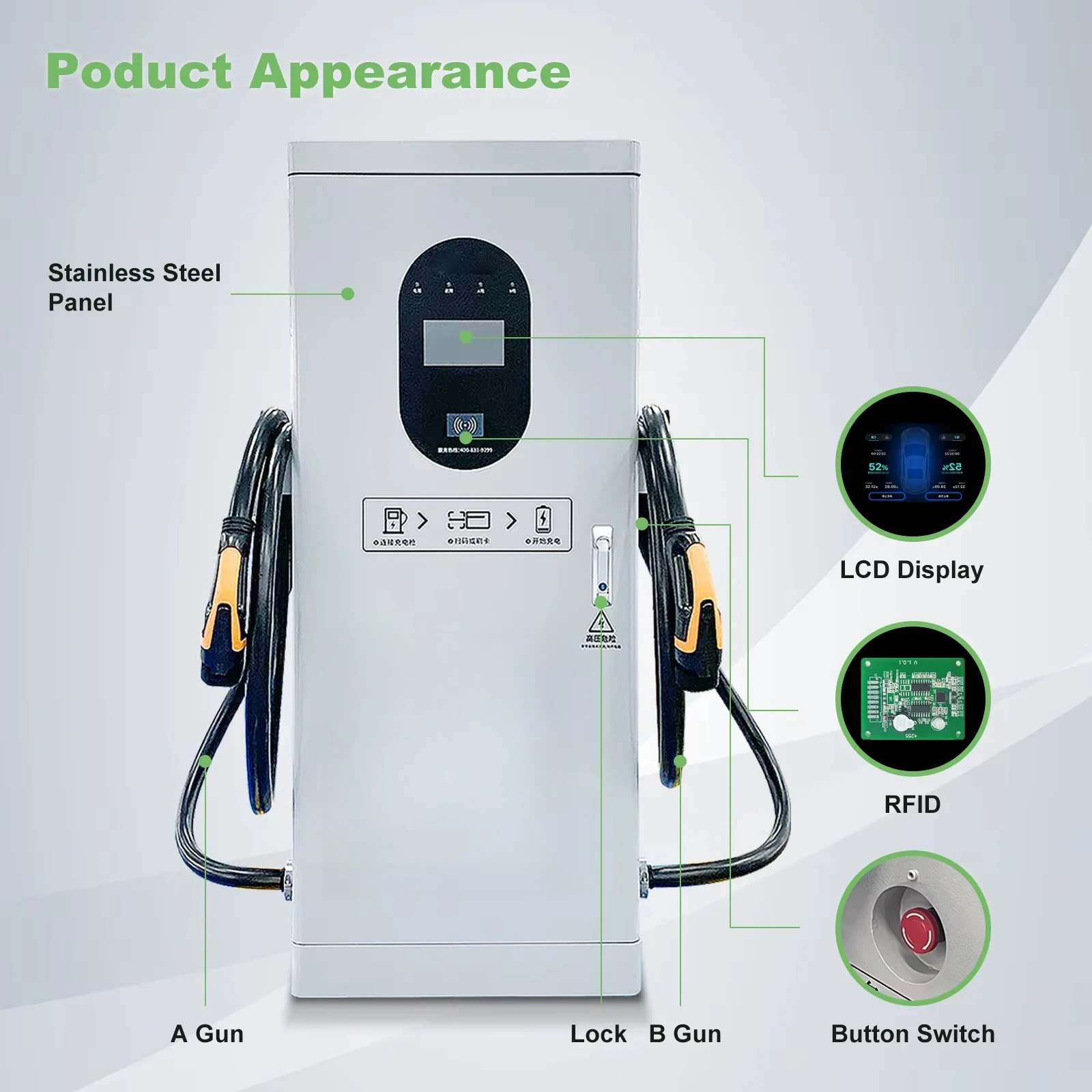 2024 New Style Commercial  EV Charging Pile for Sale with Double  60kw-240kw Ccs Floor-mounted Charging Stations