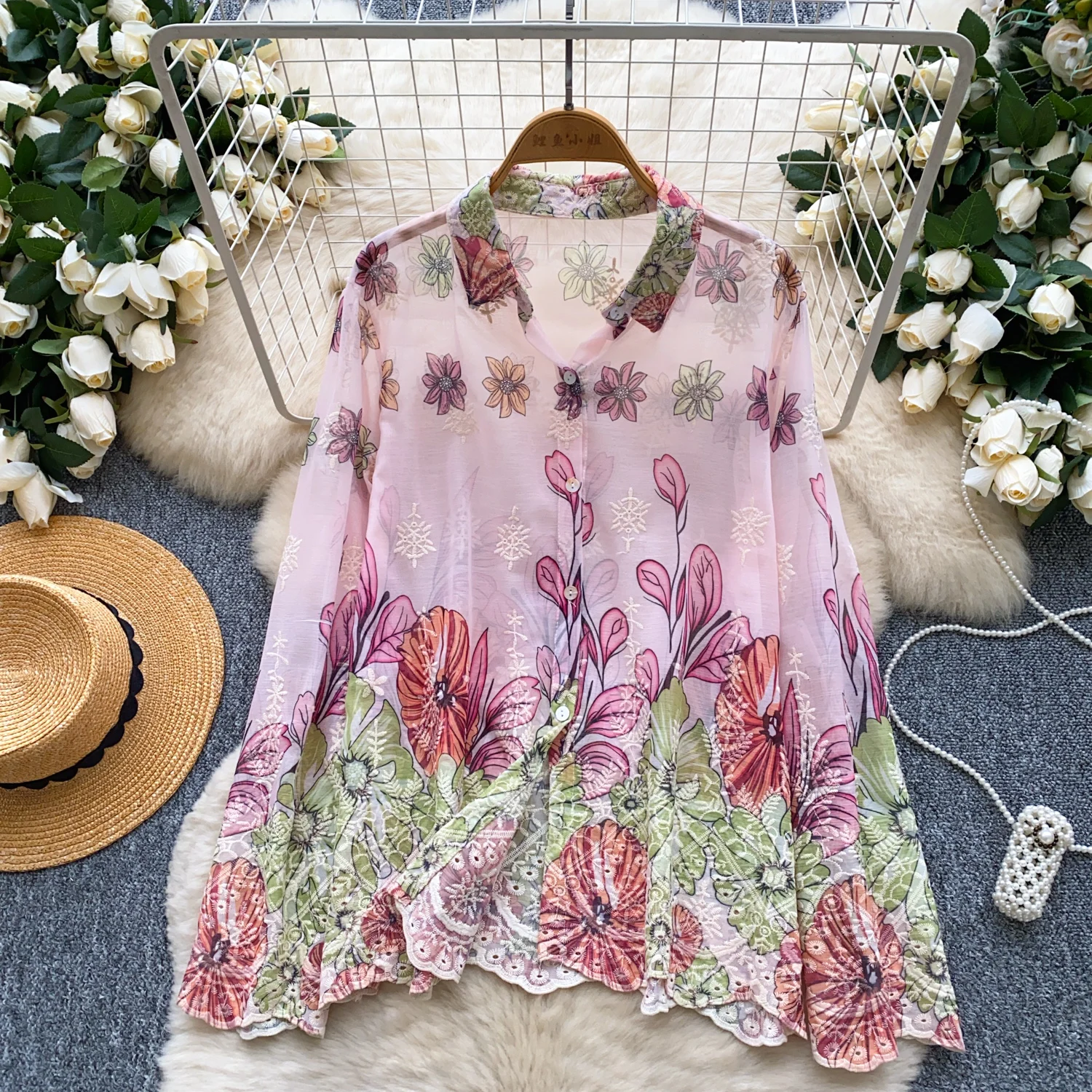 

Women Chic sweet Spicy Girl Embroidered button print Vestidos office lady Sexy Korean Fashion Summer Women Top