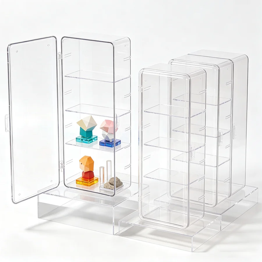 1pc Plastic Figurine Storage Holder, Clear Display Cabinet, Desktop Organizer for Character Dolls, Mini Action Figures, XJM