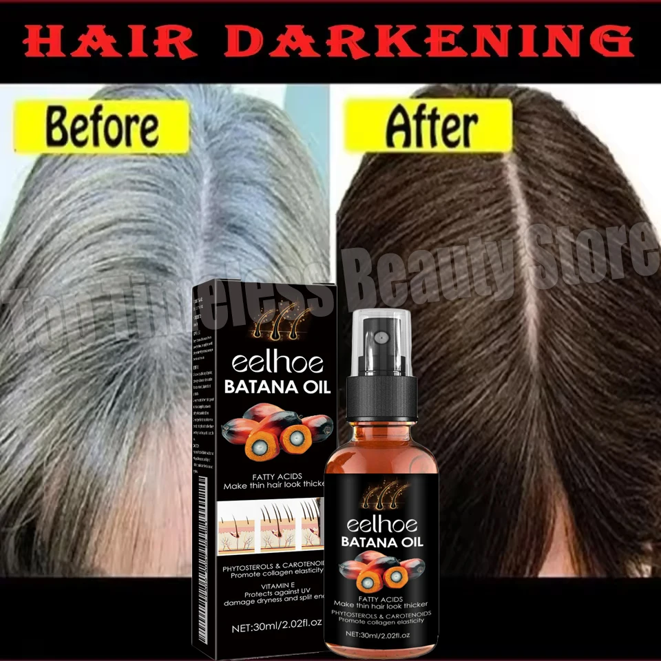 

Batana Oil Anti-grey Hair Treatment Serum Spray White To Black Permanent Repair Natural Color Nourish Scalp Anti Loss Hair Care