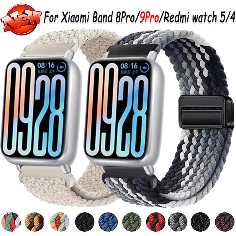 

Nylon Strap for Xiaomi Band 8 Pro/9 Pro Braided Magnetic Buckle Breathable Wristband for Redmi Watch 5/4 Bracelet Accessories