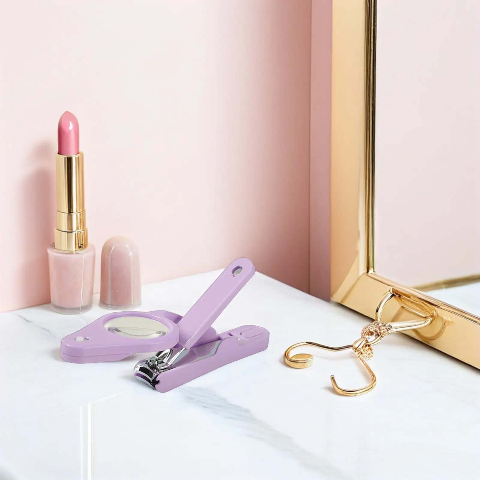 1Pcs Rustproof Stainless Steel Nail Clipper with Bright LED Lamp and Rotatable Magnifying Glass Lightweight Portable Nail Cutter
