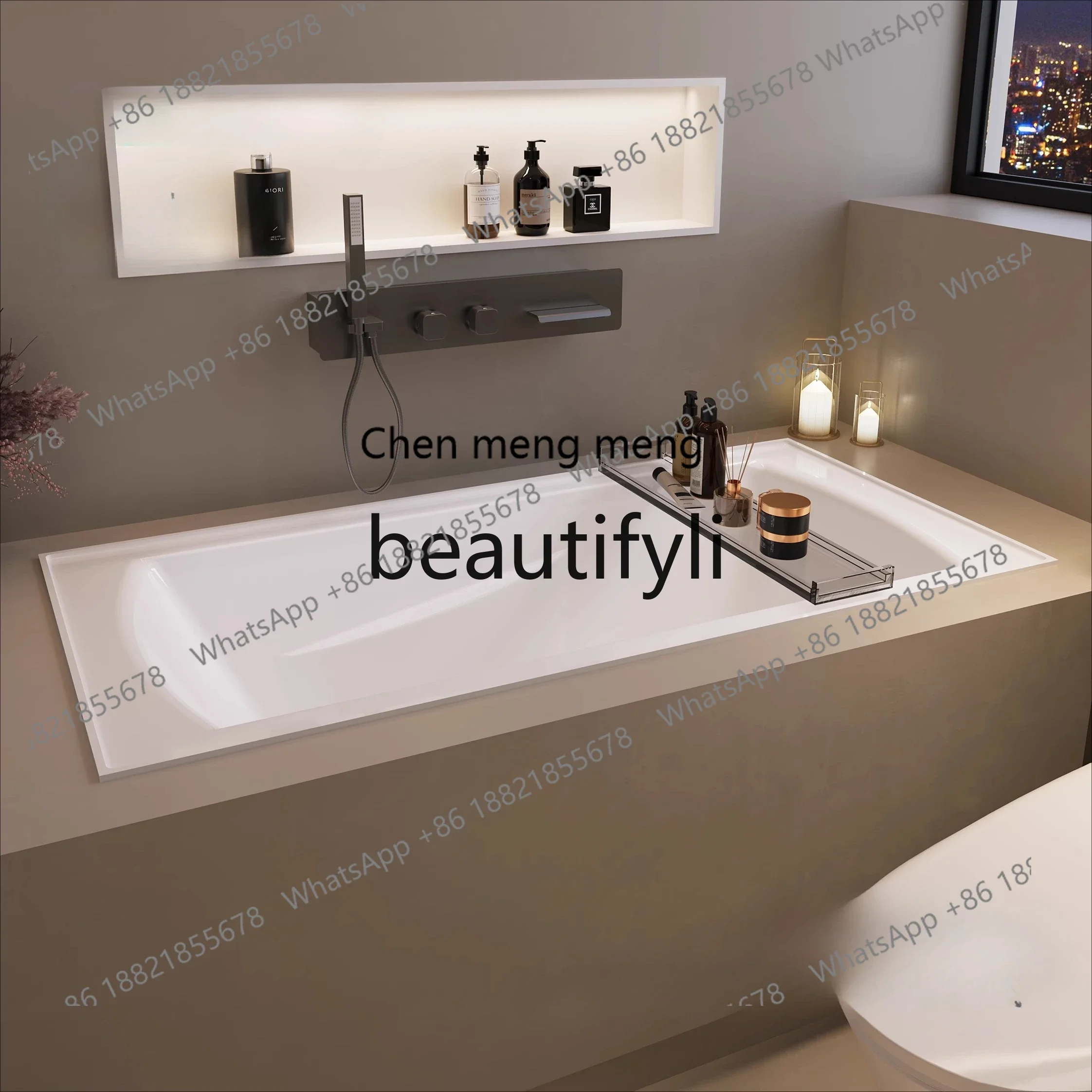 zqxNordic simple household small embedded acrylic thermal insulation bathtub