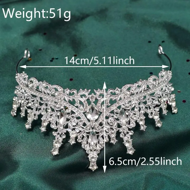 Elegante Braut-Tiara, glänzende Kristall-Strass-Krone, Vintage-Königinnen-Kopfschmuck, Haarband, Geschenk für Geburtstagsfeiern. – Detail 7