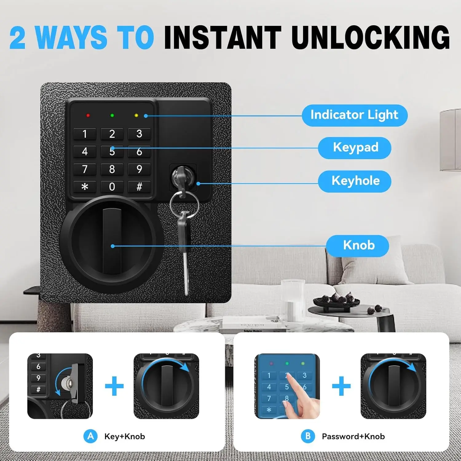 2.8 Cu Ft Safe Box For Home Documents -Steel Electronic Digital Safety Box for Office Money Jewelry Valuables, Personal Security