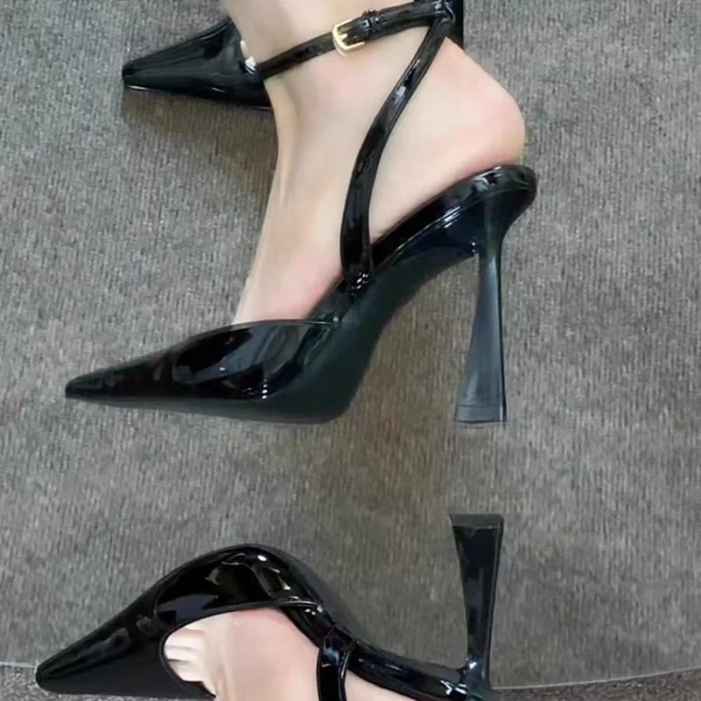 Shoes for Women 2025 Fashion Summer Pointed Toe High Heels Sexy Ankle Strap Evening Party Sandal Sweet with Ankle Buckle Strap image 4