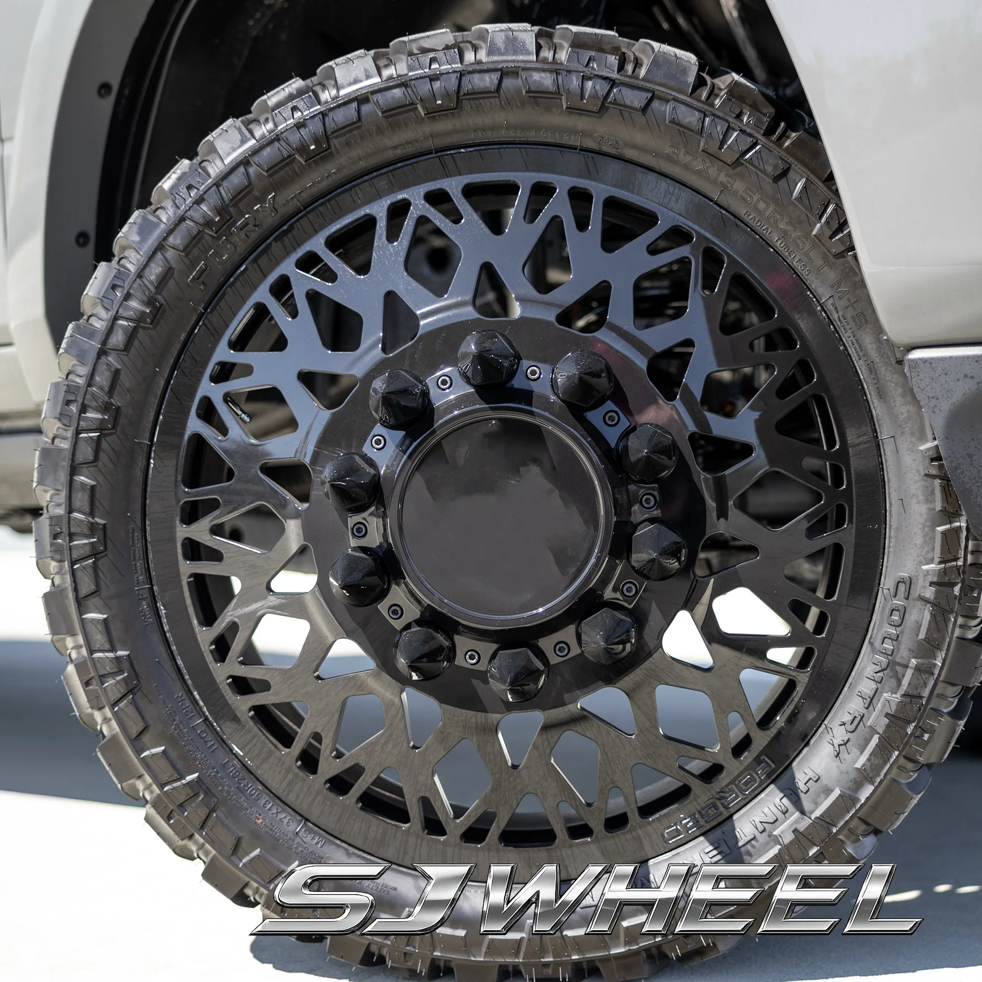 SJ  Black Custom Luxury Dually for Chevy RAM  8.25J Offset145 8x170 8x180 8x200 8x165.1 10x225 22 24 26 28 30 Inch Wheel Rim