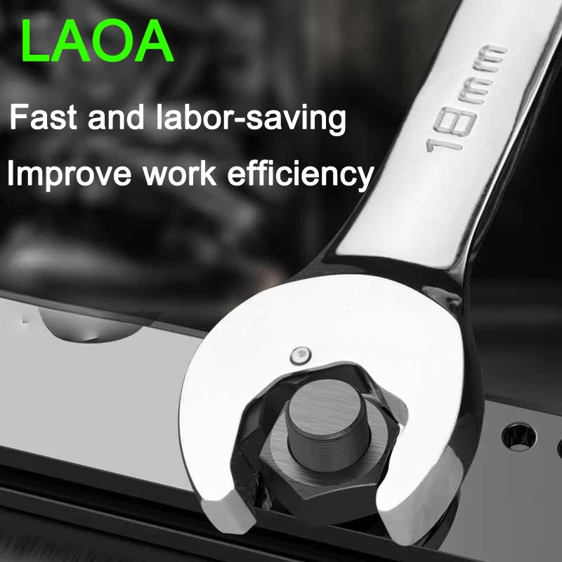 LAOA-llave de trinquete abierta de doble propósito, combinación de llave de tubo de trinquete, llave universal, herramienta manual de reparación de automóviles y bicicletas, 8-27mm