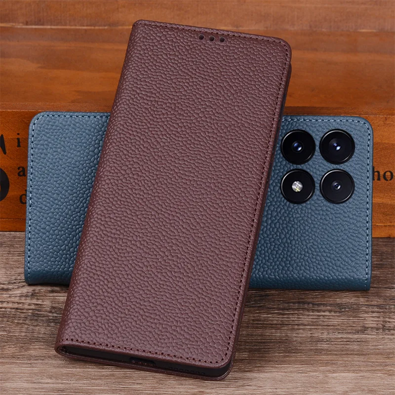 

Hot Sale Wobiloo Luxury Genuine Leather Flip Phone Case For Xiaomi Redmi K70 Pro Leather Half Pack Phone Cover Cases Shockproof