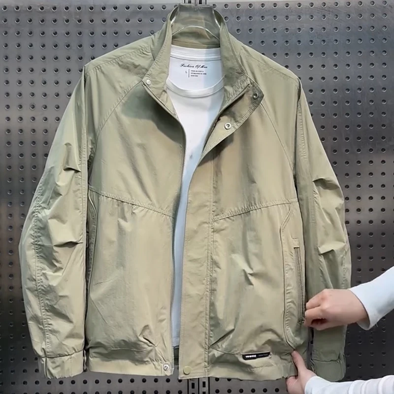 

New Men's Casual Stand Collar Jaet Zipper Coat Faionable Korean Sle Spring Autumn Trendy Versatile Top Trending Now