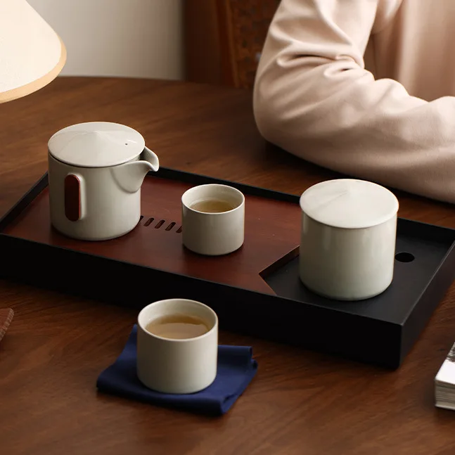 Teapot and Tea Cup Set Kit Household Tea Making Travel Set Outdoor Portable Bag Chinese Set Supplies 1 Bowl 2 Cup