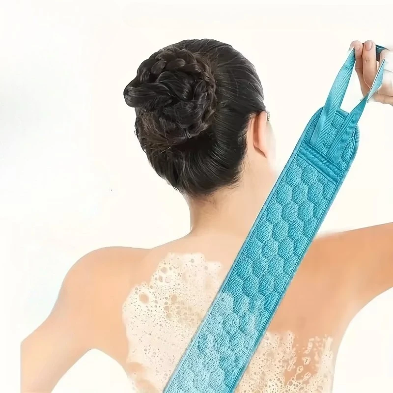 Dual Handle Exfoliating Back Bath Belt Body Scrubber Pull Strap Washcloth Deep Cleaning Tool for Men Women Bathroom Shower
