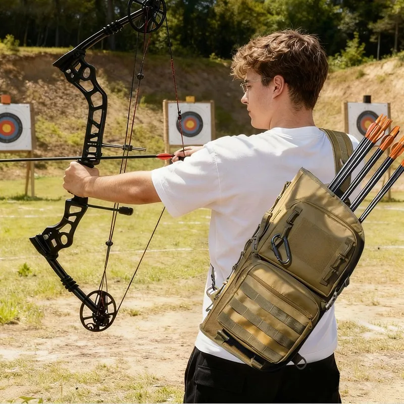 Arrow Quiver Tactical Backpack Oxford Material Archery Gear Large Capacity Shoulder Strap Hunting Equipment Men Women Molle Bag