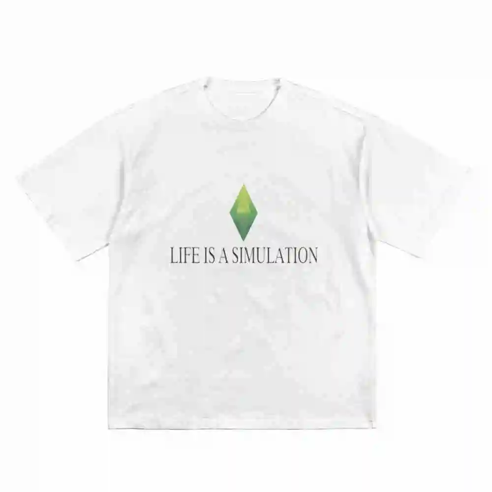 Life Is A Simulation Sims Y2K PC Game Short Sleeve Tee 100% Cotton T-Shirt