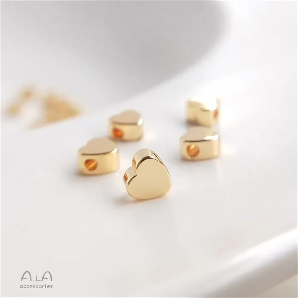 

14K Gold-clad Heart-shaped Beads Separated By Love Hearts Scattered Beads Jewelry String Diy Handmade Jewelry Pendant Accessorie