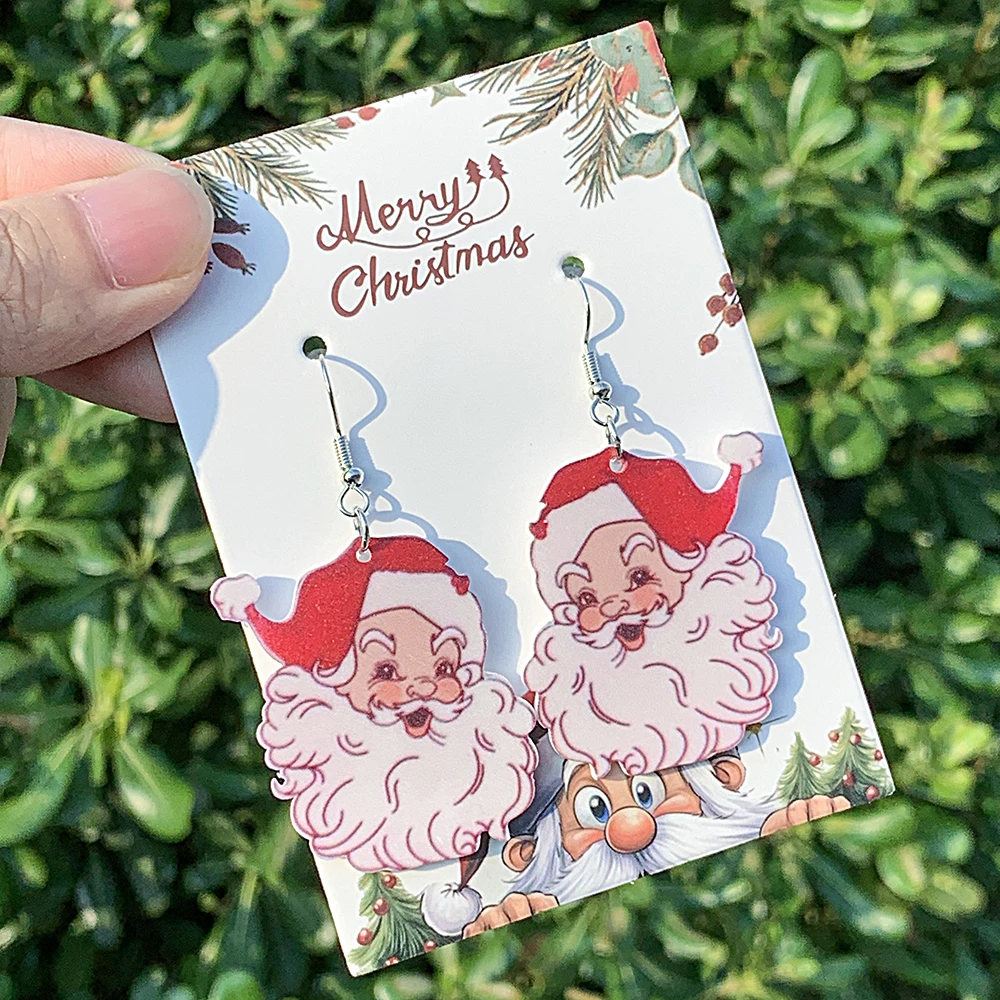 Acrylic Christmas Dangle Earrings for Women Christmas Tree House Cat Snowman Gingerbread Winter Earrings Christmas Jewelry