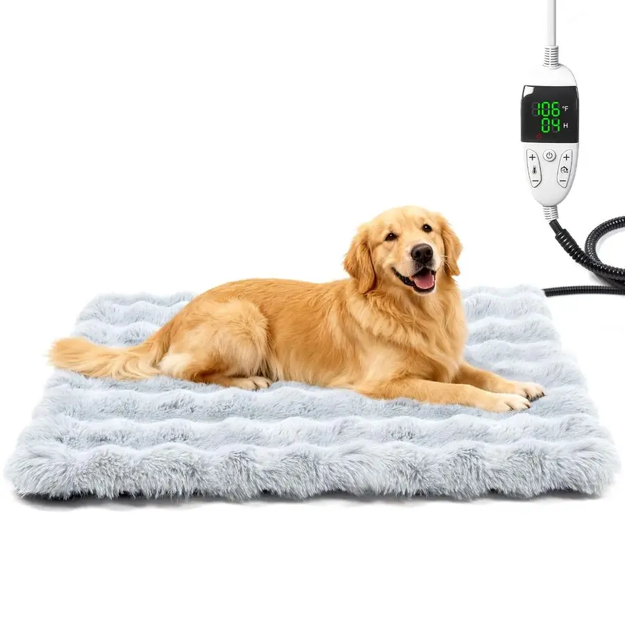 

Heating Pad, Heated Dog Cat Bed with Smart Thermostat, 12 Temp Levels amp 012H Timer, Large Pet Heating Pad with Plush Fleece Co