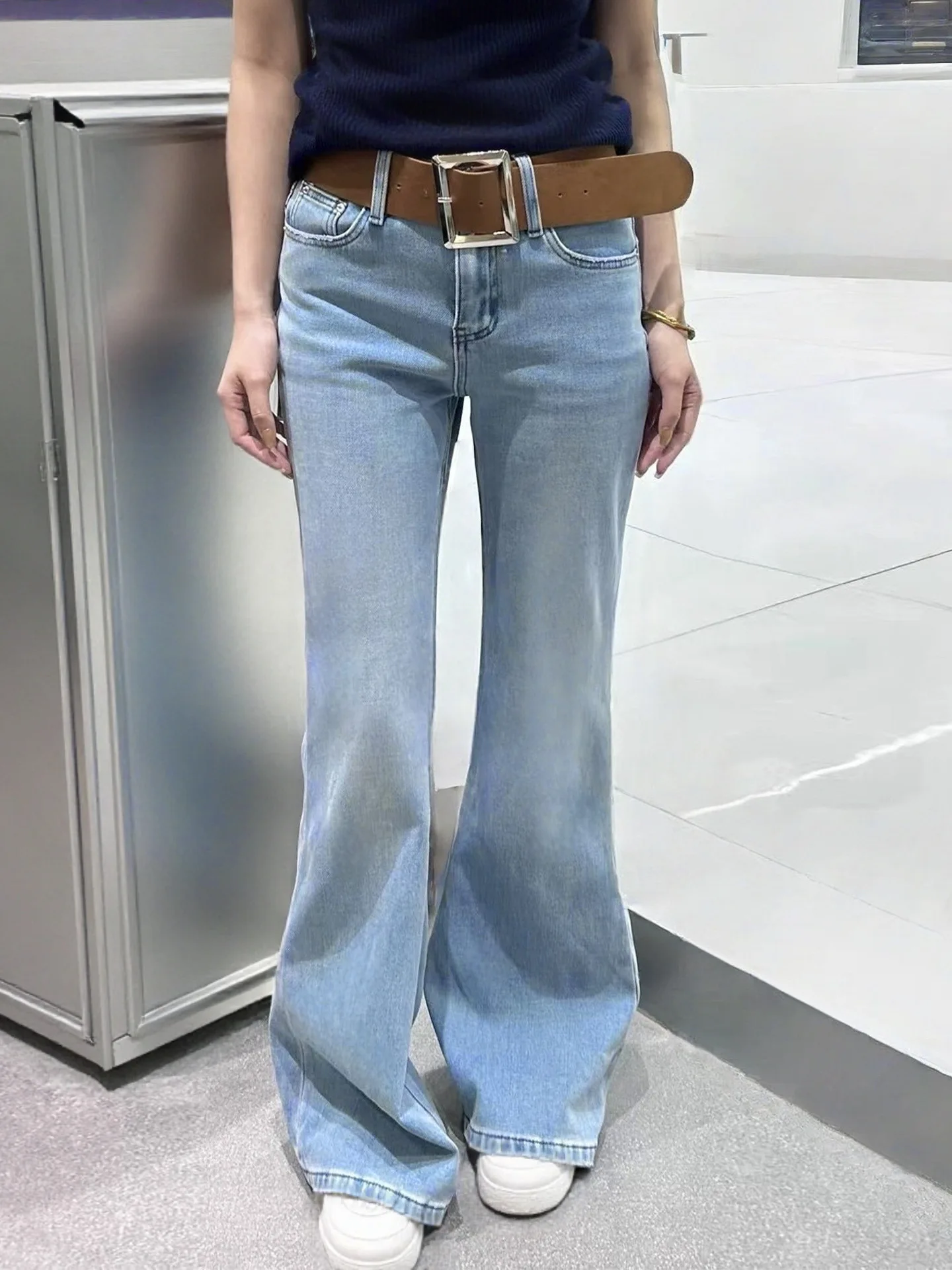 

Осень-зима флисовые расклешенные джинсы для женщин однотонные толстые широкие брюки с высокой талией корейские повседневные модные теплые джинсовые брюки