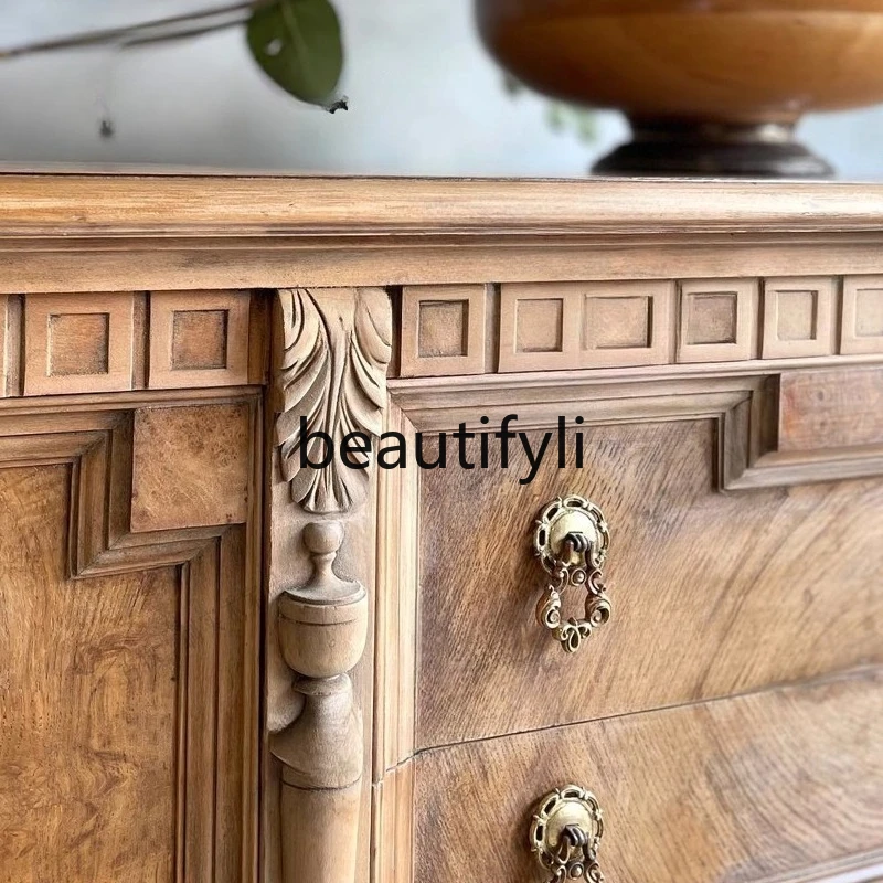 복고풍 단단한 나무 조각 꽃 사물함/오래된 현관 캐비닛/대용량 보관 캐비닛/
