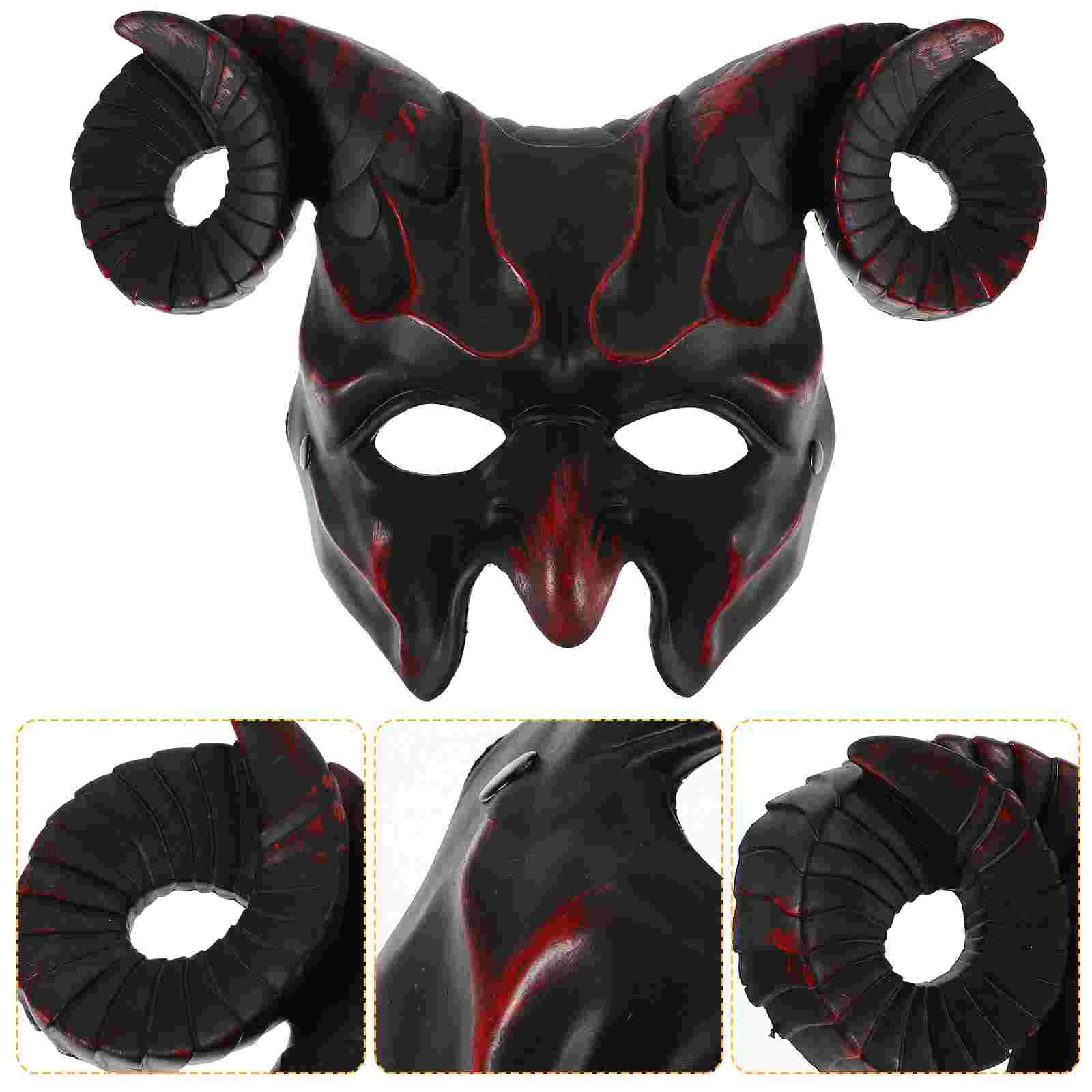 Halloween Horn Mask Cosplay Costume Photo Props Masquerade Novelty Plastic Decorative Face