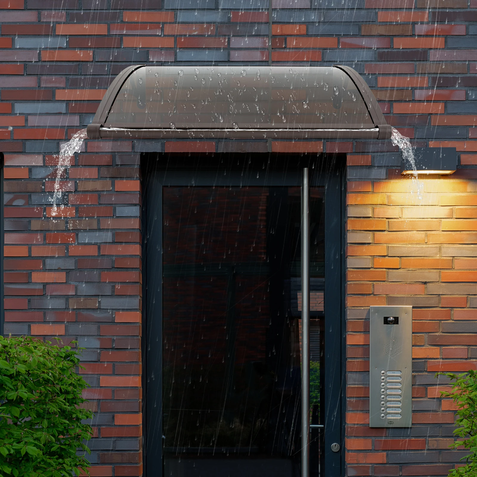 مظلة باب النافذة القابلة للسحب - حماية من أشعة الشمس فوق البنفسجية لفناء الشرفة، مظلة معلقة على الحائط مع مزراب الصرف #2