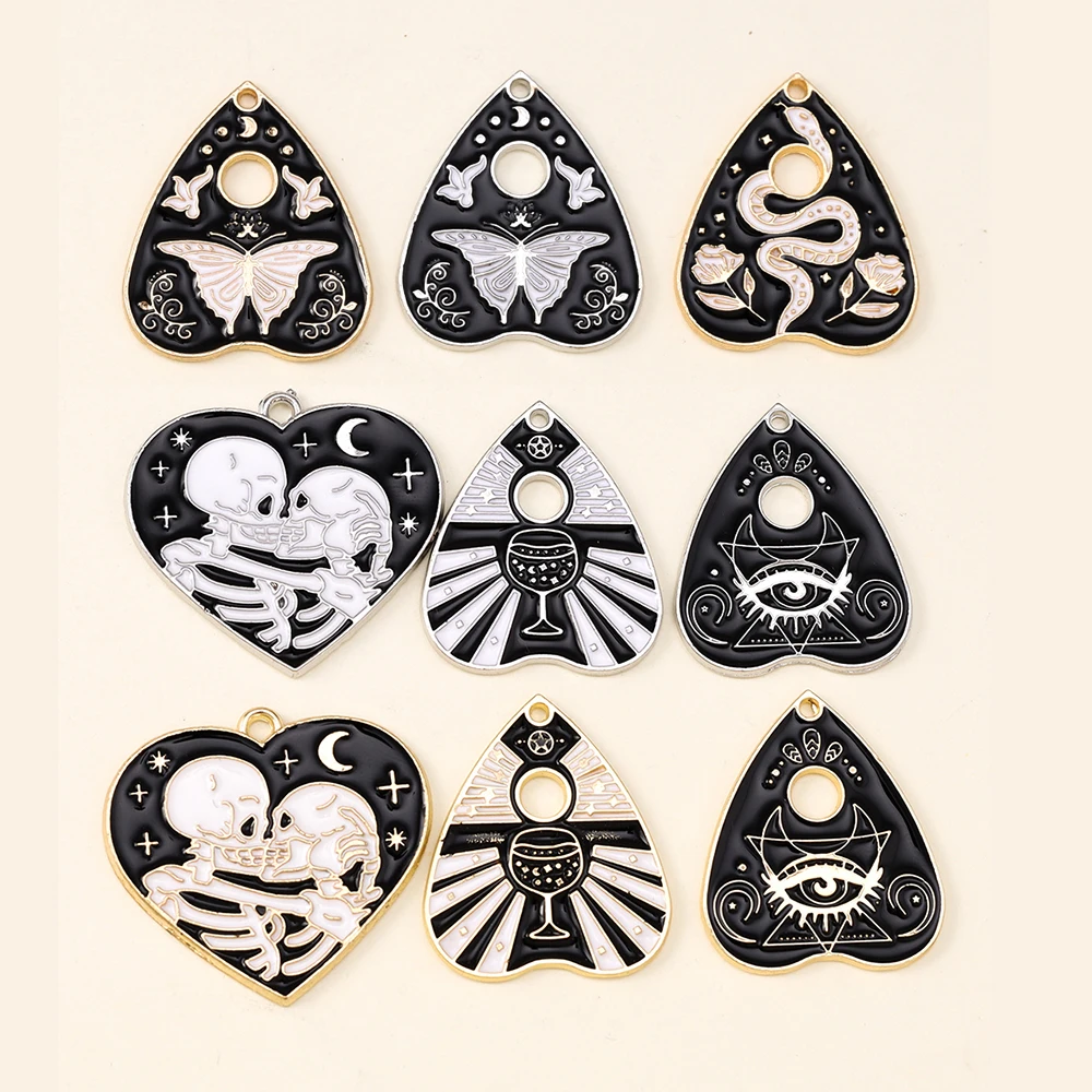 10 Stück Steampunk schwarzer Totenkopf Schmetterling Schlange Evil Eye Anhänger für Halsketten Ohrringe DIY handgemachte Schmuckzubehör