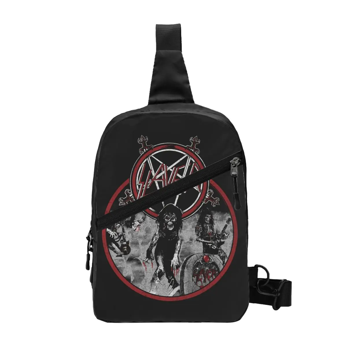 

Custom Cool Thrash Metal Band Slayers Sling Bags for Cycling Camping Men Crossbody Chest Backpack Shoulder Daypack