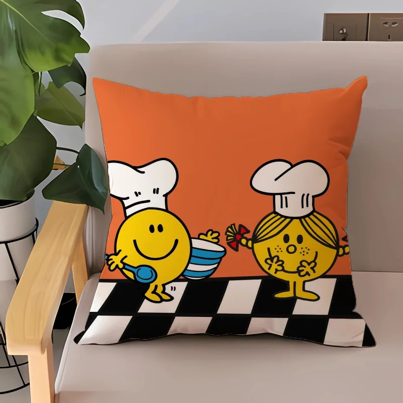 Mr. Men and Little Miss Cushion Cover 40x40cm Throw Pillow Covers Decorative Pillowcases for Pillows Short Plush Cushions Sofa