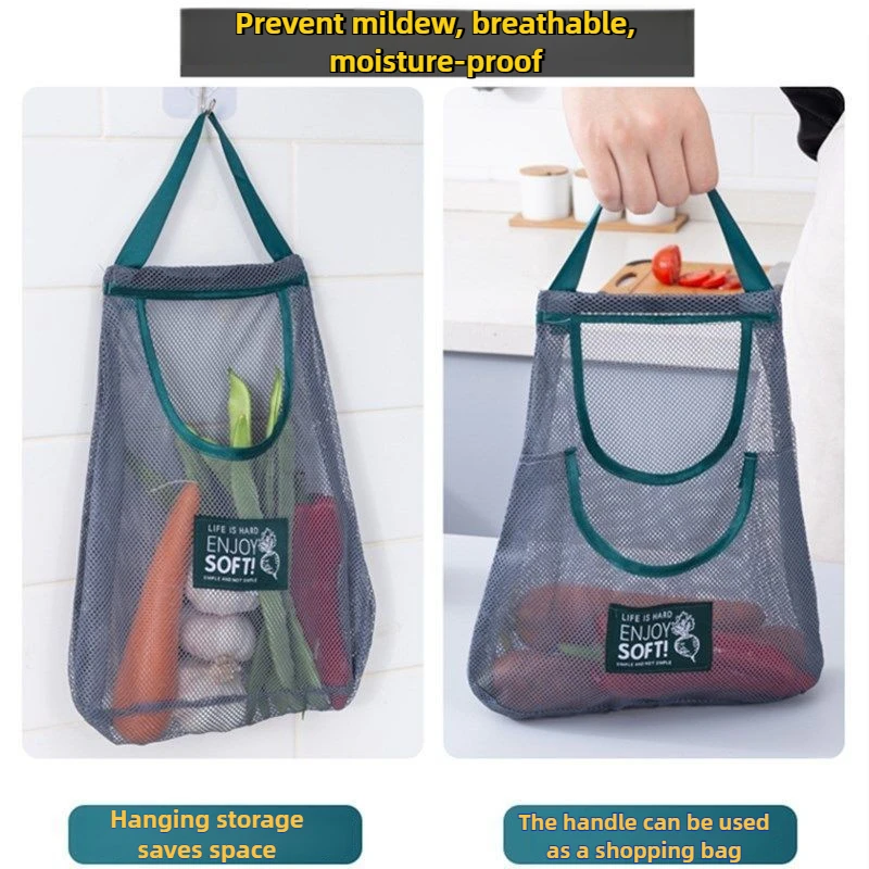 Reusable Mesh Bag Kitchen Organizers Storage Bags Kitchen Accessories Hanging Net For Fruits Vegetables Garlic Onion Potato
