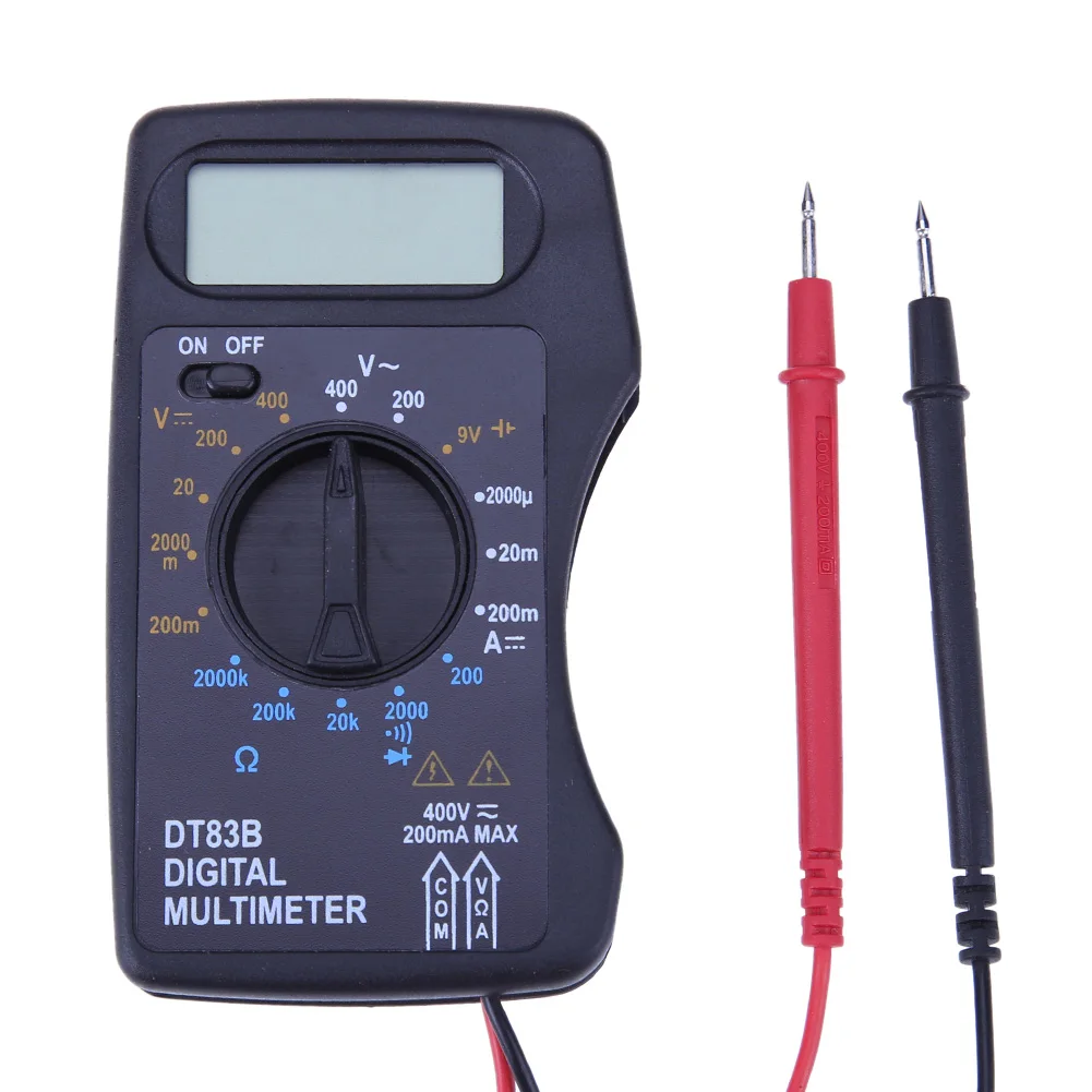 DT83B multimetro digitale Mini amperometro tascabile voltmetro portatile Ohm misuratore di corrente di tensione 1999 conteggi Tester di capacità