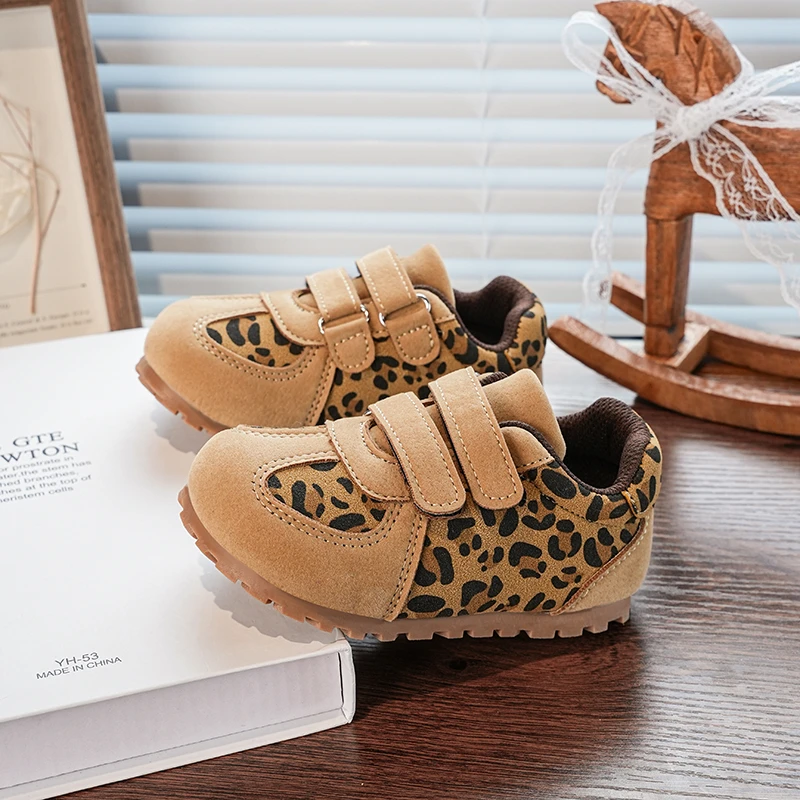 

Kids Fashion Shoes Double Hook&loop Leopard Trendy Boys Girls Casual Shoes Comfort 2025 Autumn New Children Sports Shoes Soft