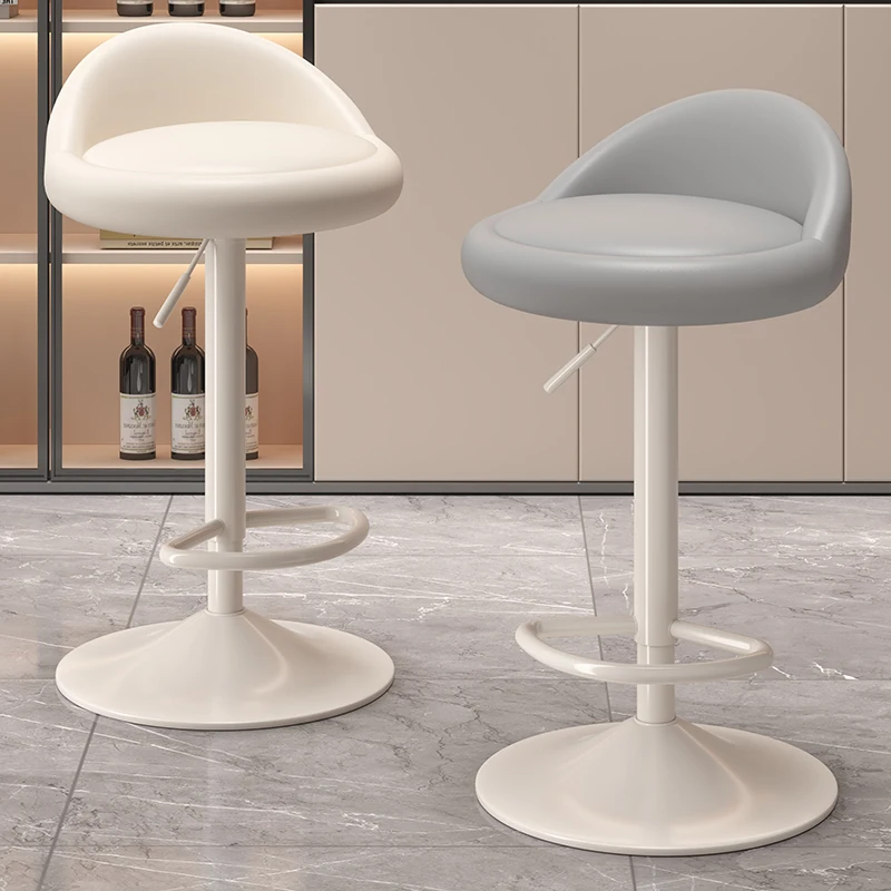 Minimalist Modern Home Elevated Foot Stool Adjustable Backrest Seat Creamy Milk Tea Shop Dining Stool Kitchen Island Seat