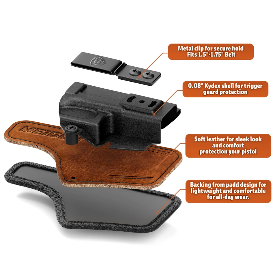 G43/G43X Holster with Comfort Pad Backer, IWB Kydex Leather Hybrid