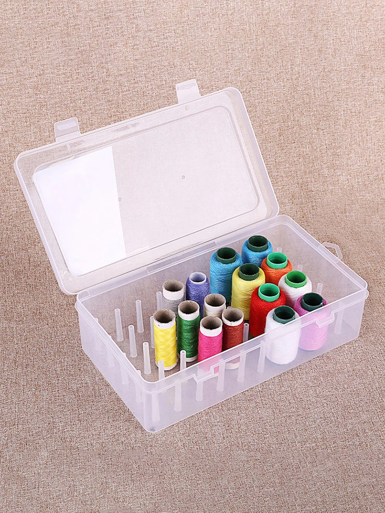 42 Spools Plastic Needle And Thread Box Home Wire Organizer Fishing Line Box Craft Spool Organizer Sewing Organizer