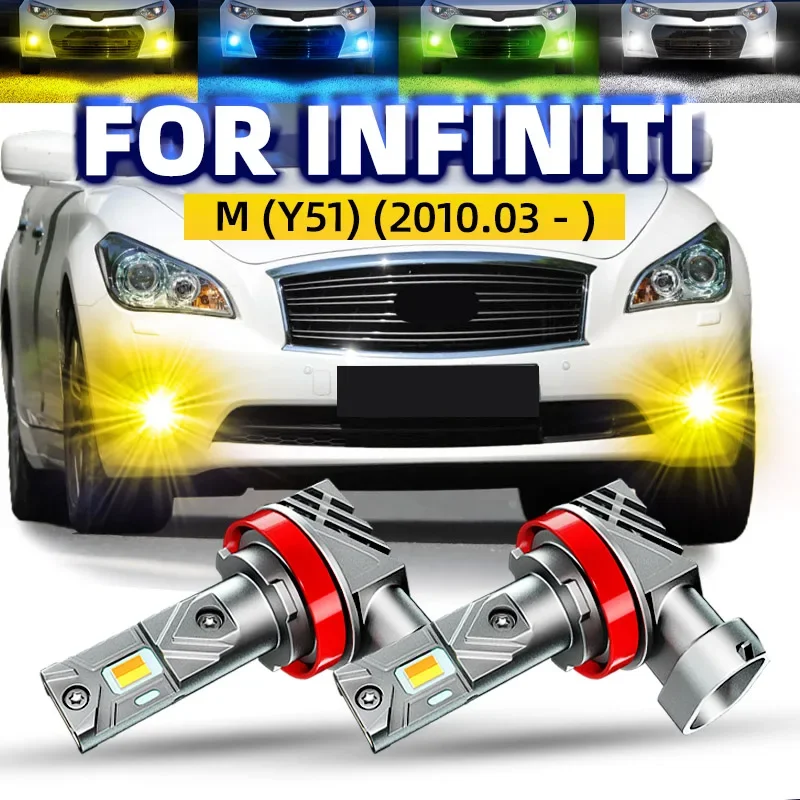 2x Car LED Front Fog Lights Bulbs Dual Colors Switchback White Yellow For Infiniti M Y51 2010 2011 2012 2013 2014 2015 2016 12v