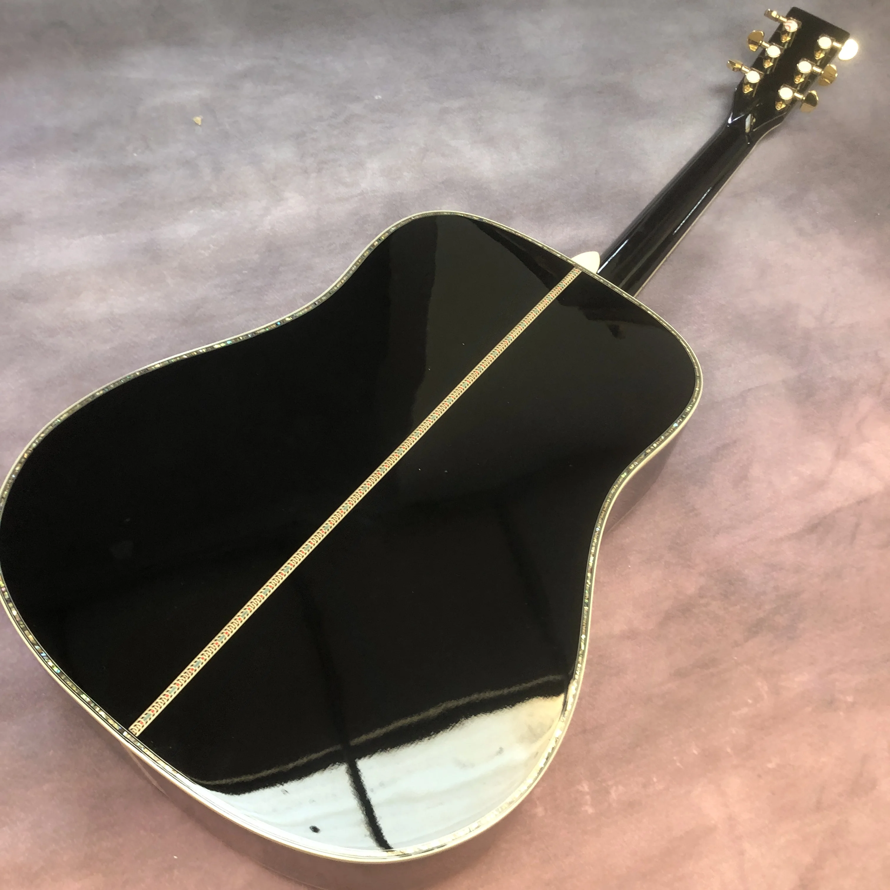 41-inch D45 mold BK painted real abalone inlaid with black finger acoustic guitar