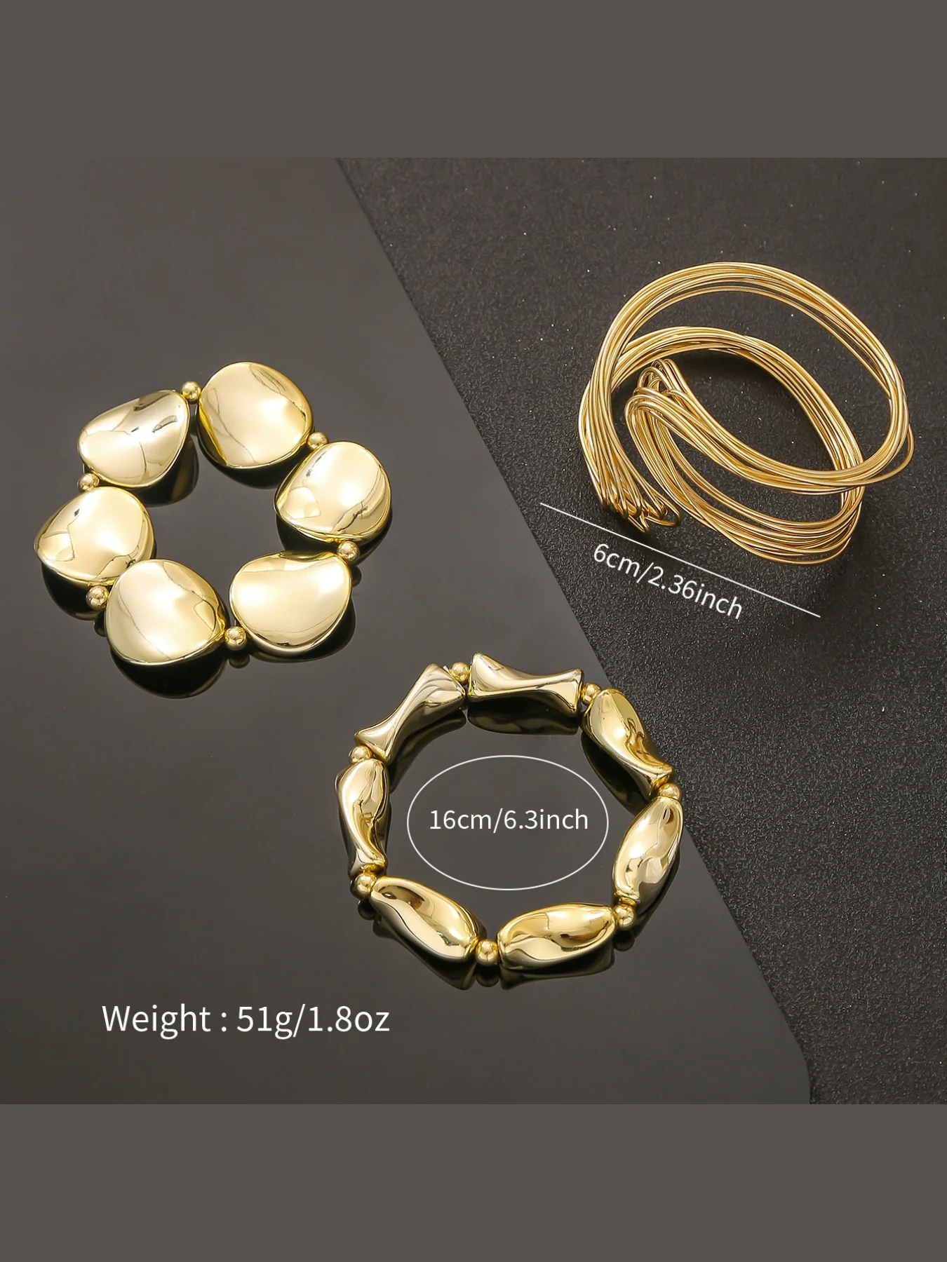 Geometric Twisted Lines Open Cuff Bracelet and Bangle Set for Women