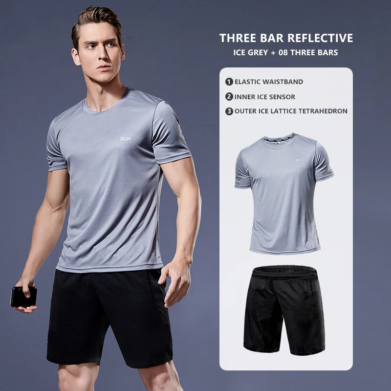 Men's Running Jogging Gym Fitness Tracksuit 2PCS Compression Workout Exercise Tight Fit Athletic Sportswear