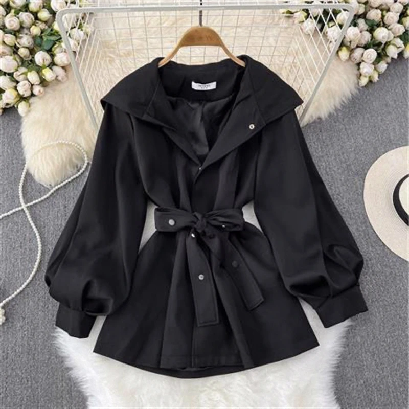 

Hooded Windbreaker Coat Women's Autumn Aand Winter 2023 New Short Short Leisure Design Sense Waist Coat Women's Clothing