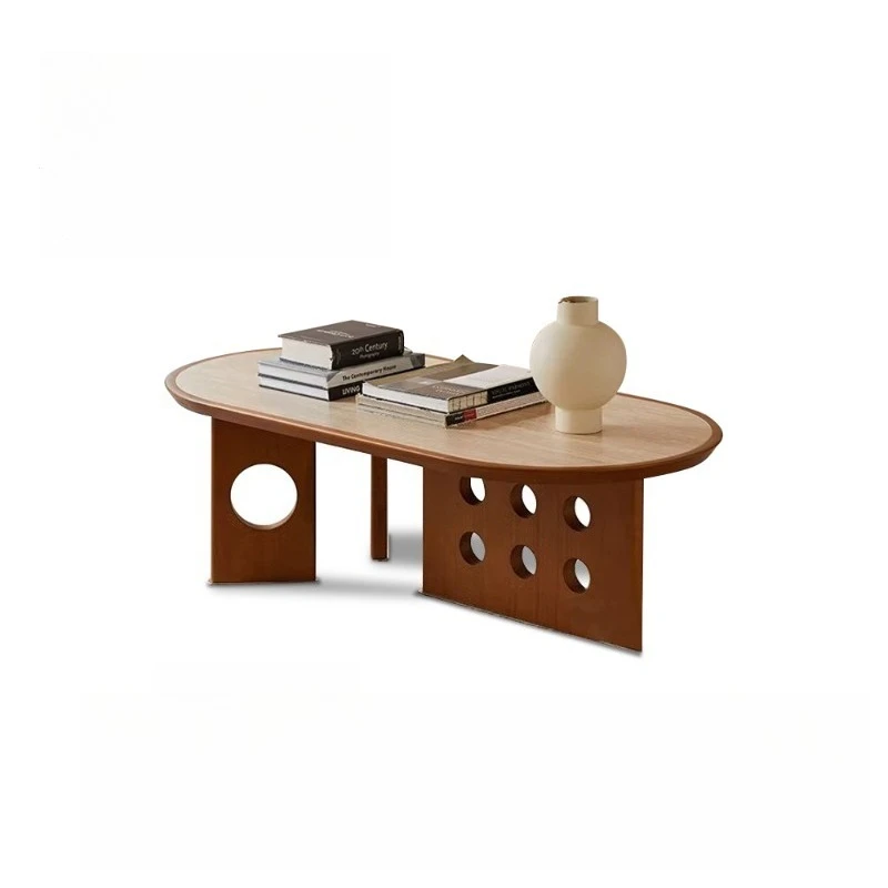 

Coffee table living room household slate, oval coffee table solid wood tea table