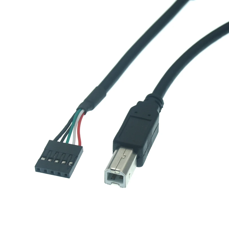 1pcs USB 2.0 B Male 90 Degree Right Straight Angle To Dupont 5 Pin 2.54 Female Header Motherboard Cable 50cm