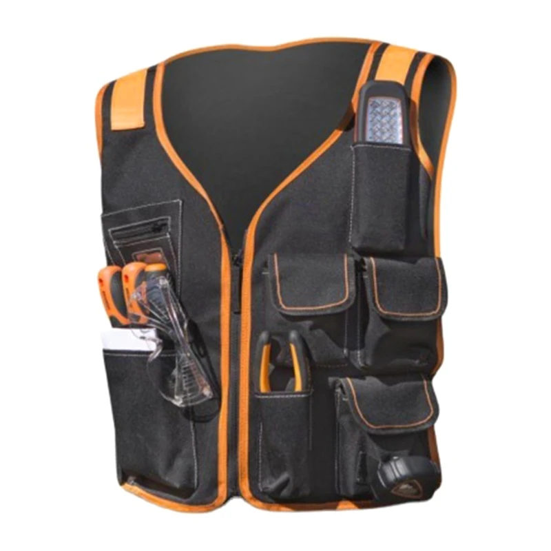 Safety Work Vest Tool Vest Maintenance Kit Multi-Pocket Vest Oxford Cloth Work Vest with Multi-Pockets Tool Holders