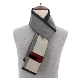 2024 Luxury Brand Winter Plaid Cashmere Scarf for Men Warm Neck Scarfs Male Business Scarves Long Men's Pashmina Shawl